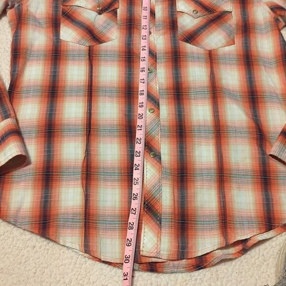 WRANGLERWRANGLER BROWN SNAPS PLAID PRINT - MENS SHIRT - Picture 5 of 7